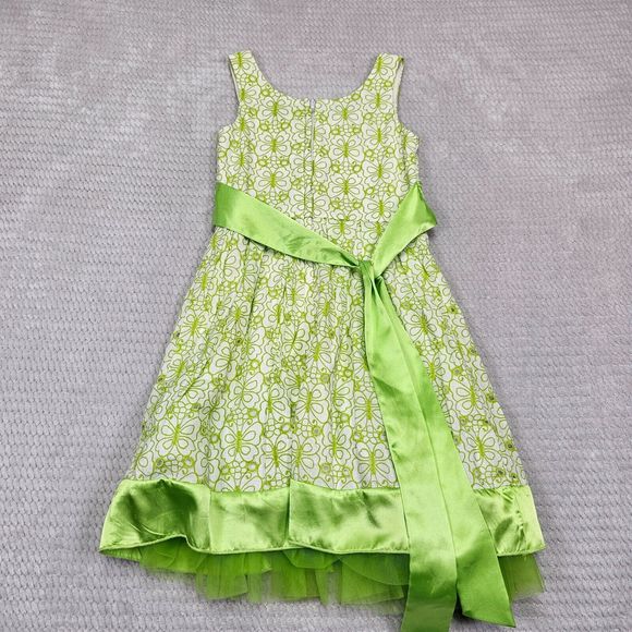 Girl's Beautiful Flowy Green and white Dress Size 7 Great for Spring or Easter - Picture 7 of 14